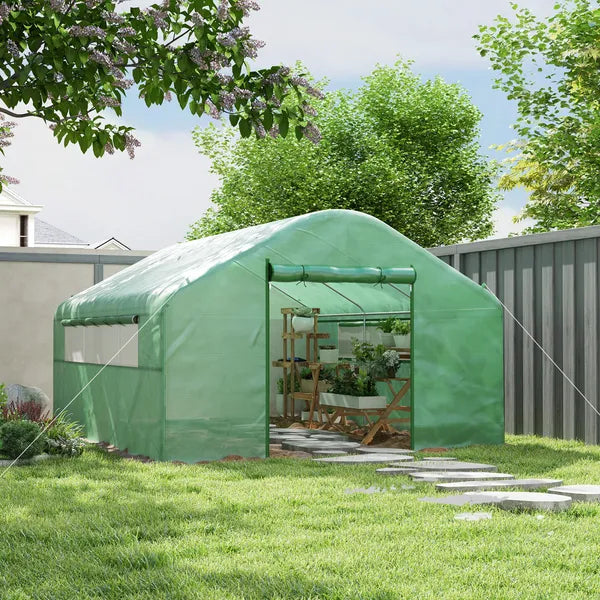 Outsunny 13' x 10' x 6.5' Tunnel Greenhouse Hoop House with Upgraded Galvanized Steel Frame and Large Windows, Green - product image 2