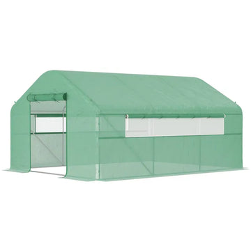 Outsunny 13' x 10' x 6.5' Tunnel Greenhouse Hoop House with Upgraded Galvanized Steel Frame and Large Windows, Green - product image 1