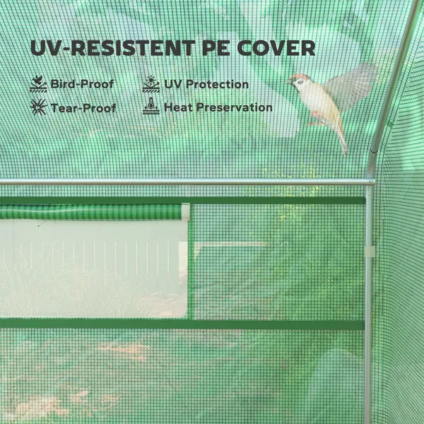 Outsunny 13' x 10' x 6.5' Tunnel Greenhouse Hoop House with Upgraded Galvanized Steel Frame and Large Windows, Green - product image 4