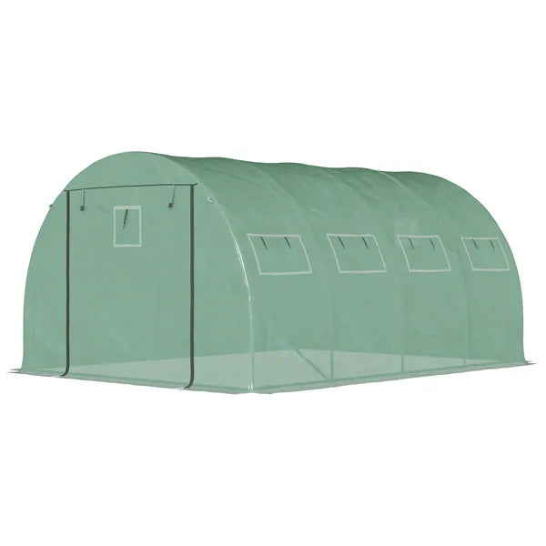 13 x 10 ft Walk In Tunnel Greenhouse with 2 Doors and 10 Mesh Windows, Green - product image 11