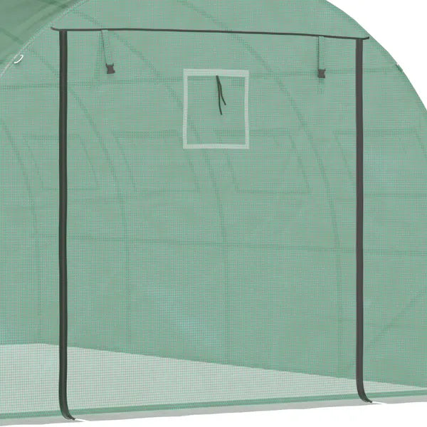 13 x 10 ft Walk In Tunnel Greenhouse with 2 Doors and 10 Mesh Windows, Green - product image 8