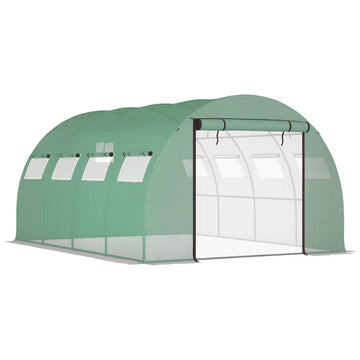 13 x 10 ft Walk In Tunnel Greenhouse with 2 Doors and 10 Mesh Windows, Green - product image 1