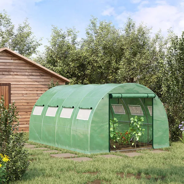 13 x 10 ft Walk In Tunnel Greenhouse with 2 Doors and 10 Mesh Windows, Green - product image 10