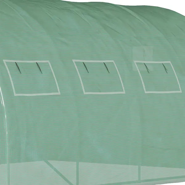 13 x 10 ft Walk In Tunnel Greenhouse with 2 Doors and 10 Mesh Windows, Green - product image 9