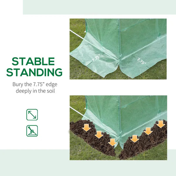 13 x 10 ft Walk In Tunnel Greenhouse with 2 Doors and 10 Mesh Windows, Green - product image 7