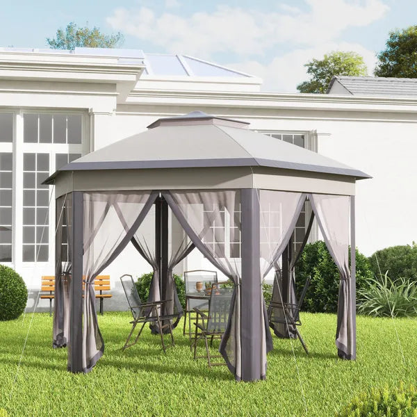 13' x 13' Pop Up Gazebo Hexagonal Canopy Shelter with 6 Zippered Mesh Netting for Patio Backyard Garden Wedding Party - product image 8