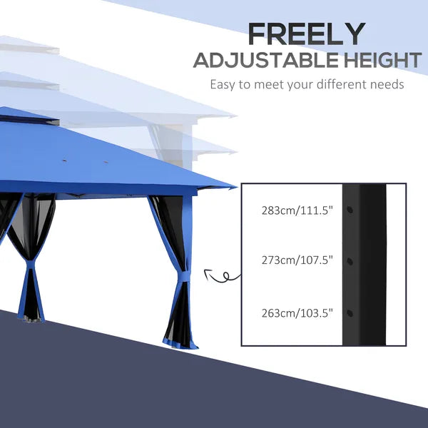 13' x 13' Pop Up Gazebo Instant Canopy Tent Shelter with 2-Tier Roof, Carry Bag, Wight Bags for Outdoor, Garden, Blue - product image 6