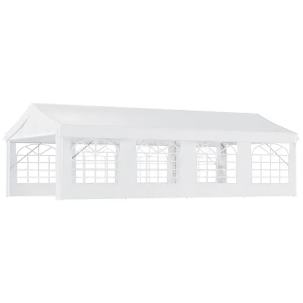 Outsunny 13 ft x 26 ft Heavy-Duty Outdoor Carport Party Event Tent, Patio Gazebo Canopy Pavilion with 4 Sidewalls and 8 Windows, White - product image 11