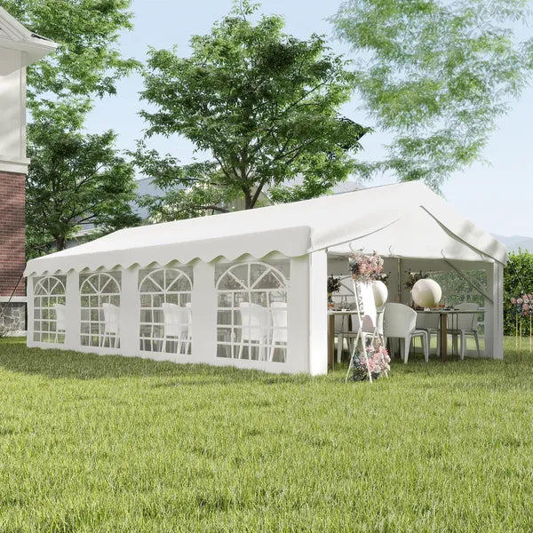 Outsunny 13 ft x 26 ft Heavy-Duty Outdoor Carport Party Event Tent, Patio Gazebo Canopy Pavilion with 4 Sidewalls and 8 Windows, White - product image 10