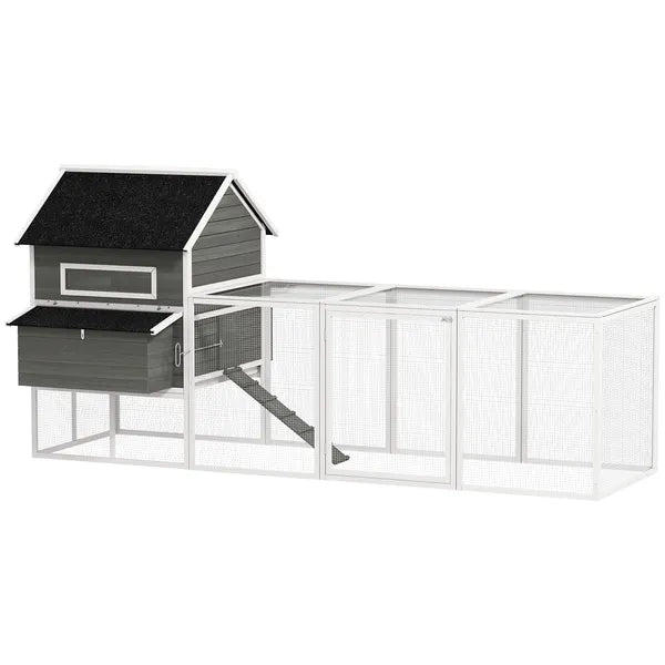 PawHut 137" Wooden Chicken Coop for 8-10 Chickens, Backyard, Dark Gray - product image 11