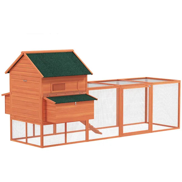 PawHut 136.5 Inch Wooden Chicken Coop for 8-10 Chickens Gray - product image 1