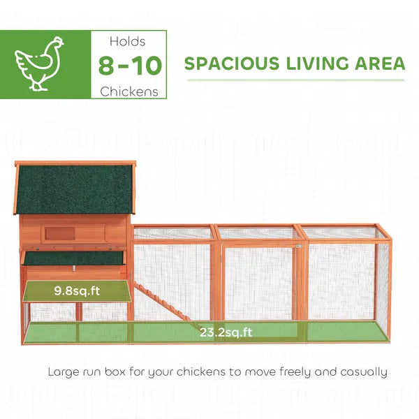PawHut 136.5 Inch Wooden Chicken Coop for 8-10 Chickens Gray - product image 4