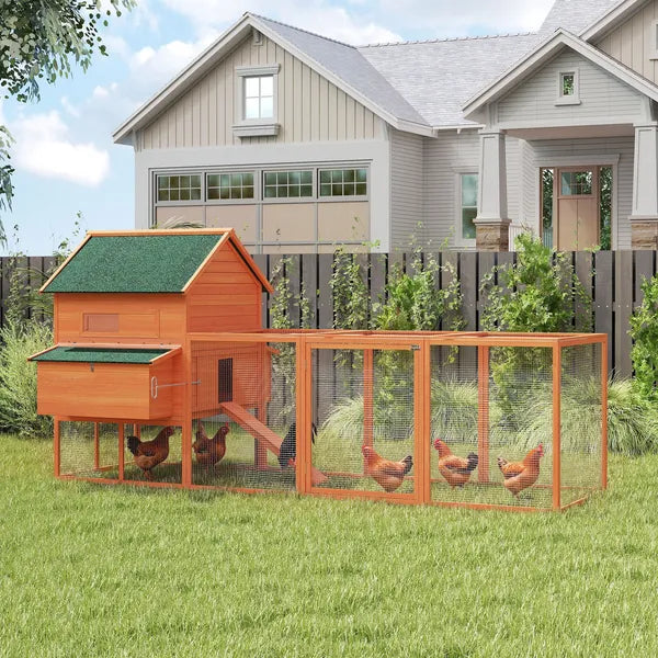 PawHut 136.5 Inch Wooden Chicken Coop for 8-10 Chickens Gray - product image 2