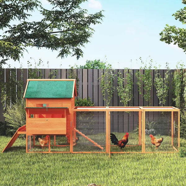 PawHut 136.5 Inch Wooden Chicken Coop for 8-10 Chickens Gray - product image 8