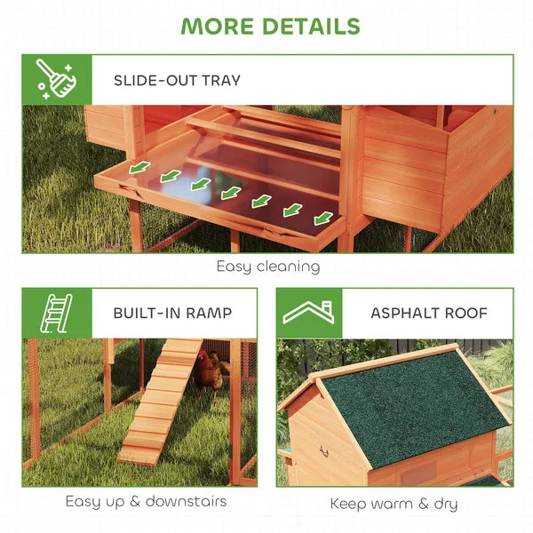 PawHut 136.5 Inch Wooden Chicken Coop for 8-10 Chickens Gray - product image 7