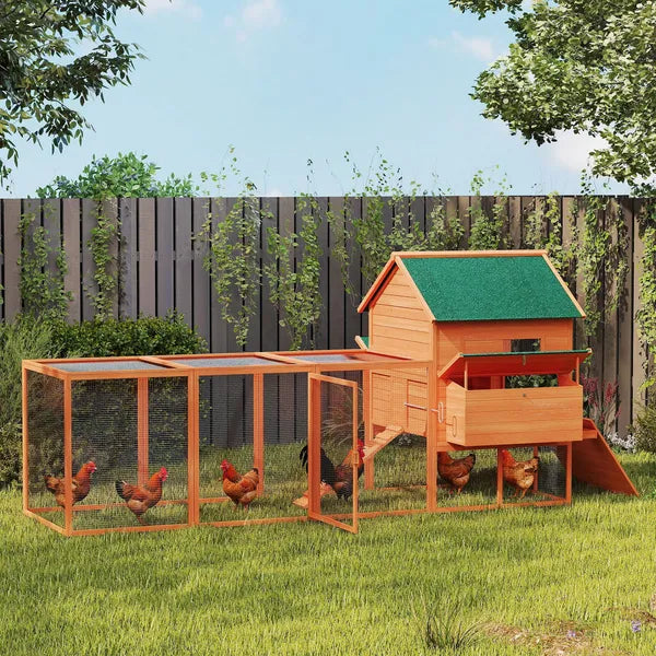 PawHut 136.5 Inch Wooden Chicken Coop for 8-10 Chickens Gray - product image 10