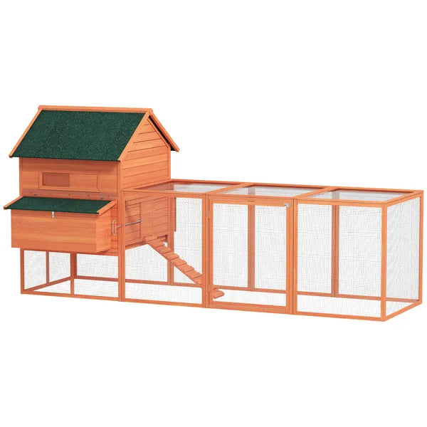 PawHut 136.5 Inch Wooden Chicken Coop for 8-10 Chickens Gray - product image 11