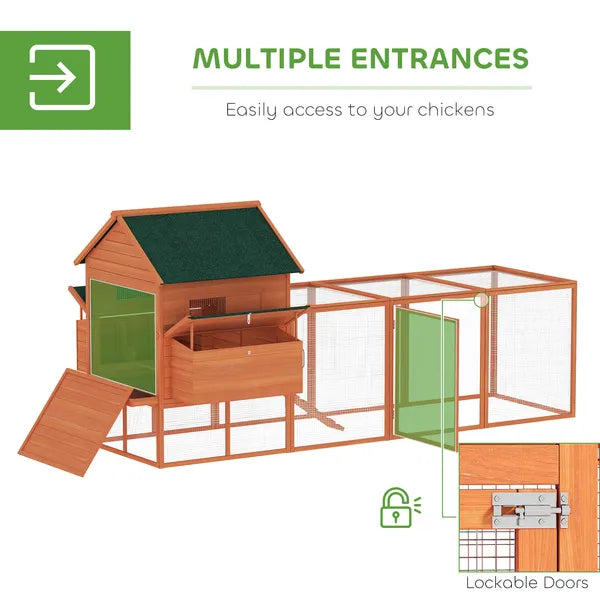 PawHut 136.5 Inch Wooden Chicken Coop for 8-10 Chickens Gray - product image 5