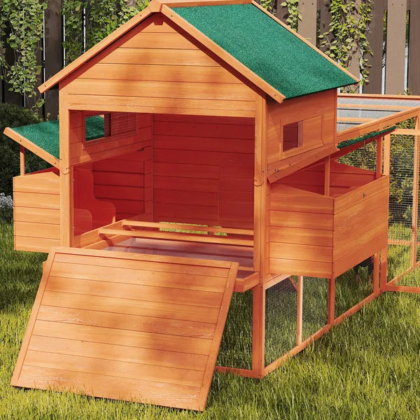 PawHut 136.5 Inch Wooden Chicken Coop for 8-10 Chickens Gray - product image 9