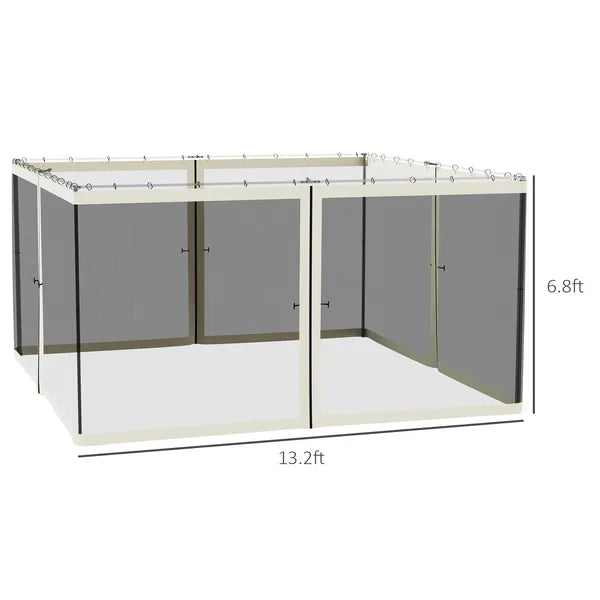 Outsunny 13x13 Gazebo with Netting, Canopy Tents with Zippers, black rings, polyester, Washable, (Sidewall Only) Black - product image 3