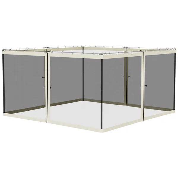 Outsunny 13x13 Gazebo with Netting, Canopy Tents with Zippers, black rings, polyester, Washable, (Sidewall Only) Black - product image 11