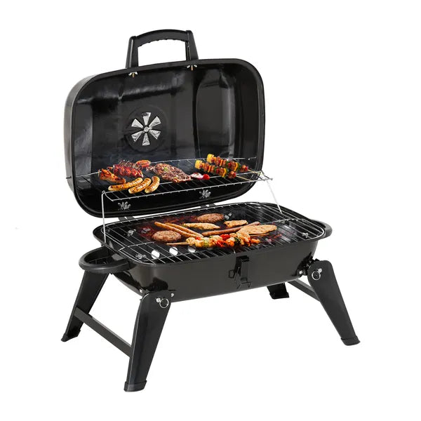 Outsunny 14" Portable Charcoal Grill, Tabletop Outdoor Small Grill with Heat Preservation Net, Venting System, Foldable Legs, Travel Size BBQ - product image 11