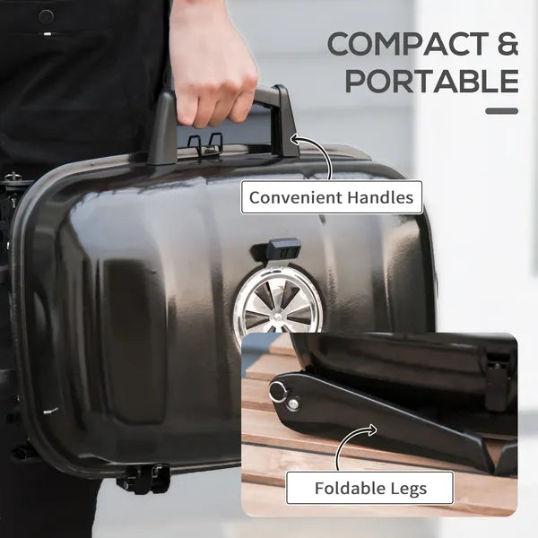 Outsunny 14" Portable Charcoal Grill, Tabletop Outdoor Small Grill with Heat Preservation Net, Venting System, Foldable Legs, Travel Size BBQ - product image 7