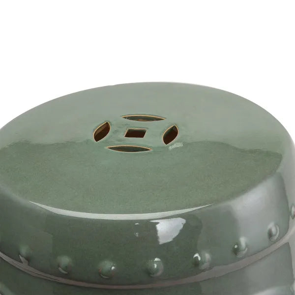 Outsunny 14 Inch x 17 Inch Ceramic Garden Stool with Double-Coin Knotted Ring Design and Strong Glazed Material, Decorative Outdoor Stool - product image 9