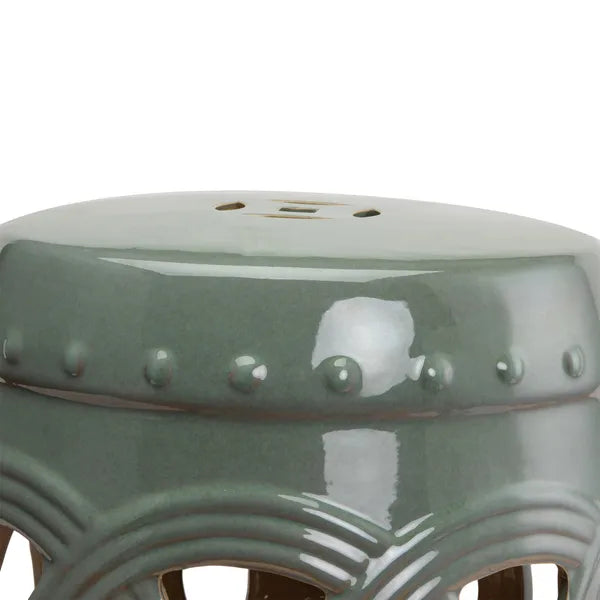 Outsunny 14 Inch x 17 Inch Ceramic Garden Stool with Double-Coin Knotted Ring Design and Strong Glazed Material, Decorative Outdoor Stool - product image 8