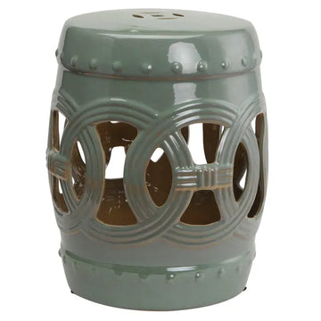 Outsunny 14 Inch x 17 Inch Ceramic Garden Stool with Double-Coin Knotted Ring Design and Strong Glazed Material, Decorative Outdoor Stool - product image 1