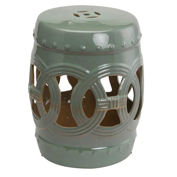 Outsunny 14 Inch x 17 Inch Ceramic Garden Stool with Double-Coin Knotted Ring Design and Strong Glazed Material, Decorative Outdoor Stool - product image 11