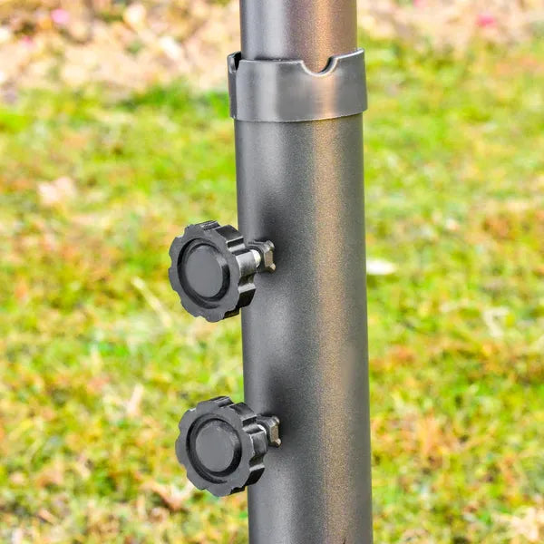 15ft Dark Gray Rectangular Market Umbrella Double-Sided Sun Shield Easy Crank with Base for Deck Pool - product image 17