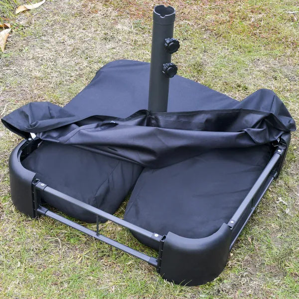 15ft Dark Gray Rectangular Market Umbrella Double-Sided Sun Shield Easy Crank with Base for Deck Pool - product image 19