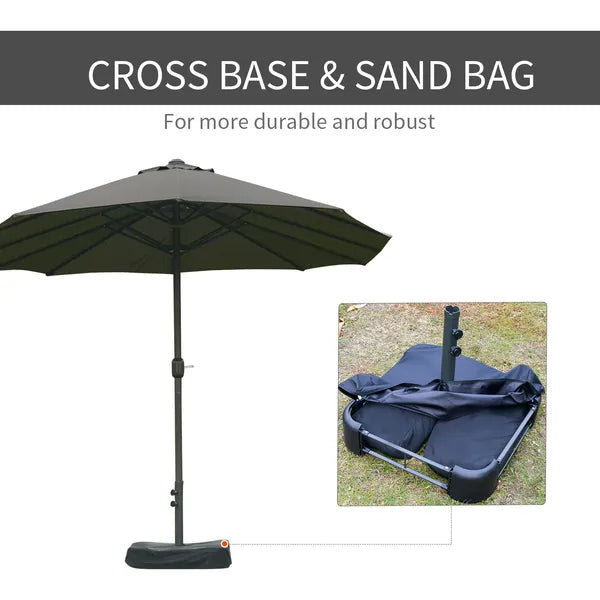 15ft Dark Gray Rectangular Market Umbrella Double-Sided Sun Shield Easy Crank with Base for Deck Pool - product image 6
