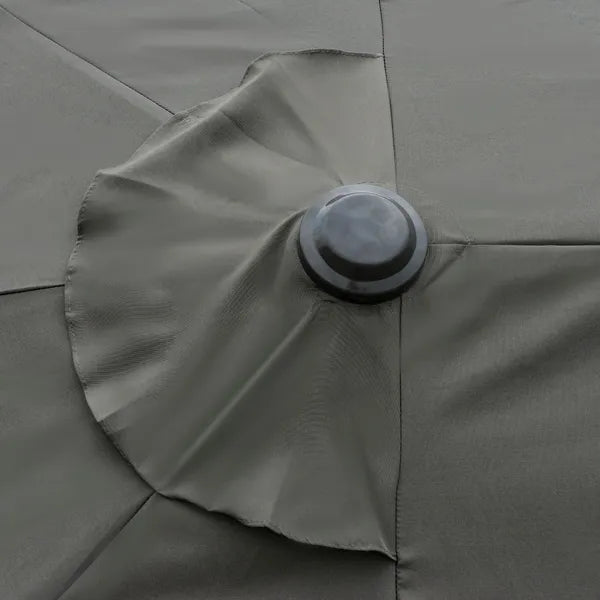 15ft Dark Gray Rectangular Market Umbrella Double-Sided Sun Shield Easy Crank with Base for Deck Pool - product image 9