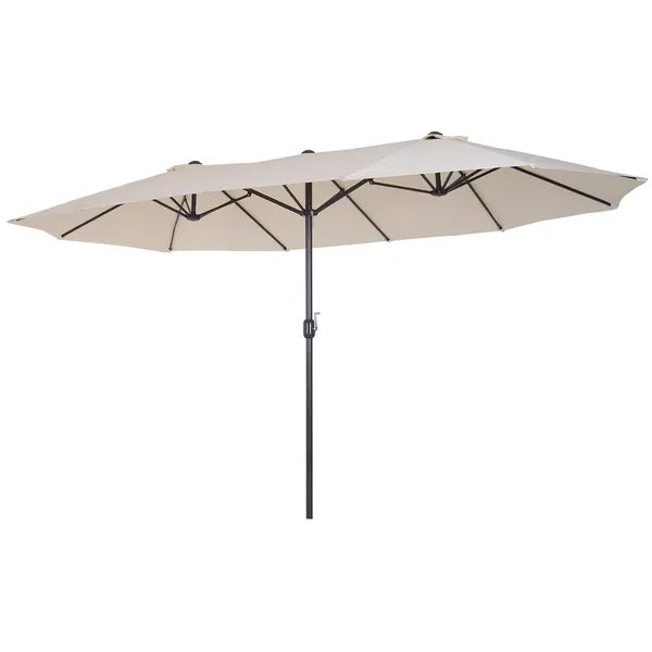 15 Ft Double-Sided Patio Umbrella Outdoor Market Extra Large Cream White with Crank for Deck Lawn Backyard Pool - product image 13
