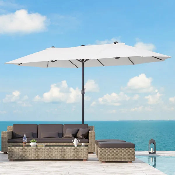 15 Ft Double-Sided Patio Umbrella Outdoor Market Extra Large Cream White with Crank for Deck Lawn Backyard Pool - product image 2