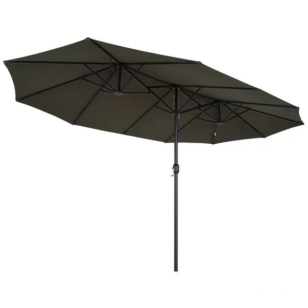 15ft Double-Sided Patio Umbrella Outdoor Market Extra Large Gray with Crank for Deck Lawn Backyard Pool - product image 11