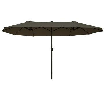 15ft Double-Sided Patio Umbrella Outdoor Market Extra Large Gray with Crank for Deck Lawn Backyard Pool - product image 1