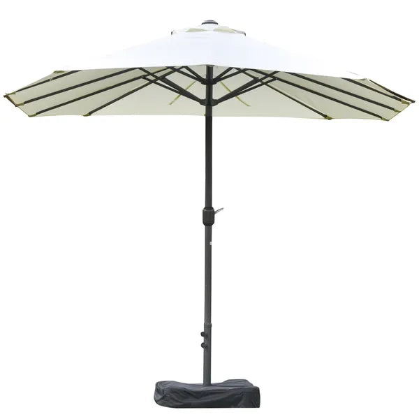 15ft Patio Umbrella with Base, Rectangular, Double-Canopy, UV-Blocking, Easy Crank, Beige - product image 8