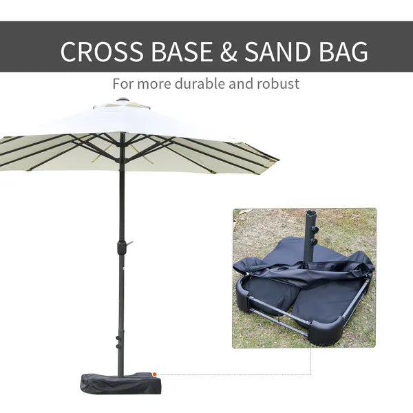 15ft Patio Umbrella with Base, Rectangular, Double-Canopy, UV-Blocking, Easy Crank, Beige - product image 6