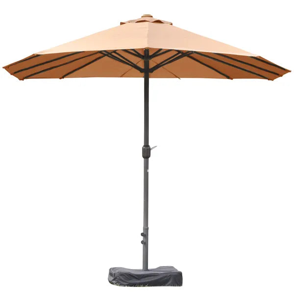 Outsunny 15ft Patio Umbrella with Base, Rectangular, Double-Canopy, UV-Blocking, Easy Crank, Coffee - product image 17