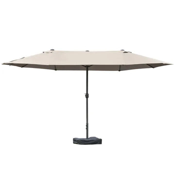 Outsunny 15ft Patio Umbrella with Base, Rectangular, Double-Canopy, UV-Blocking, Easy Crank, Coffee - product image 1