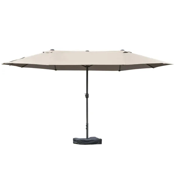 Outsunny 15ft Patio Umbrella with Base, Rectangular, Double-Canopy, UV-Blocking, Easy Crank, Coffee - product image 1