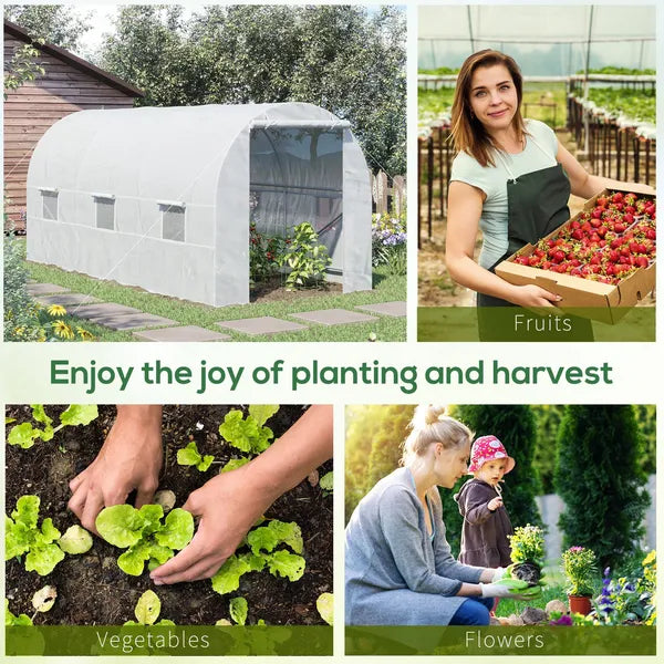 15x7x7 High Tunnel Greenhouse, with 6 Roll-up Windows and Roll Up Door, 140 GSM PE Cover, Steel Frame, for Planting, Garden, White - product image 6