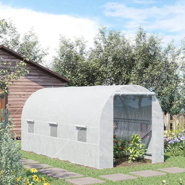 15x7x7 High Tunnel Greenhouse, with 6 Roll-up Windows and Roll Up Door, 140 GSM PE Cover, Steel Frame, for Planting, Garden, White - product image 8