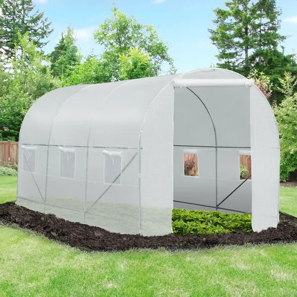 15x7x7 High Tunnel Greenhouse, with 6 Roll-up Windows and Roll Up Door, 140 GSM PE Cover, Steel Frame, for Planting, Garden, White - product image 7