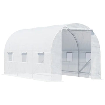15x7x7 High Tunnel Greenhouse, with 6 Roll-up Windows and Roll Up Door, 140 GSM PE Cover, Steel Frame, for Planting, Garden, White - product image 1