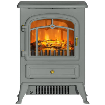 16" Electric Freestanding Fireplace, 750with1500W Indoor Fireplace Stove Heater with 3D Flame Effect for Home, Gray - product image 1