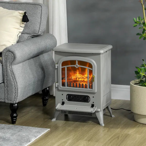 16" Electric Freestanding Fireplace, 750with1500W Indoor Fireplace Stove Heater with 3D Flame Effect for Home, Gray - product image 10